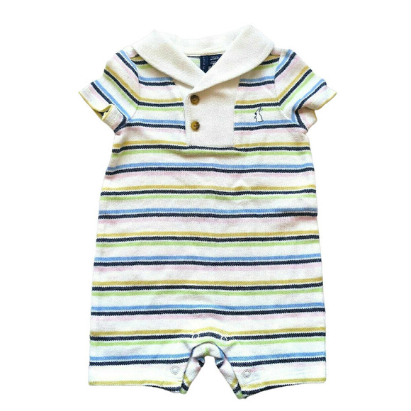New Janie & Jack 3-6 Months Pastel Stripe Romper 6m -Perfect for Easter! - Picture 1 of 4